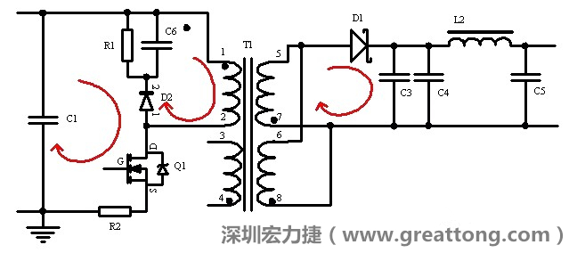 元件布局的時(shí)候，要優(yōu)先考慮高頻脈沖電流和大電流的環(huán)路面積，盡可能地減小,以抑制開關(guān)電源的輻射干擾