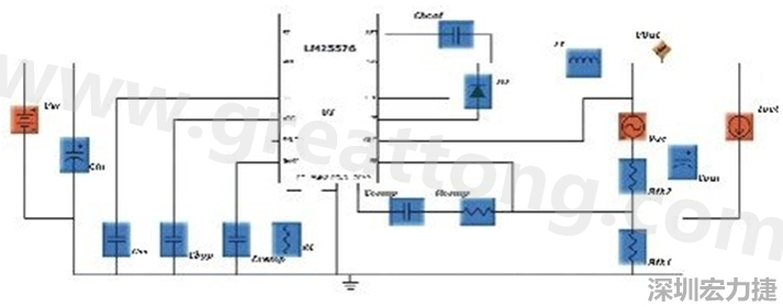 參考圖1的電流通路：把FET在導(dǎo)通狀態(tài)下流經(jīng)的通路標(biāo)記為紅色；把FET在關(guān)斷狀態(tài)下的迴路標(biāo)記為綠色。